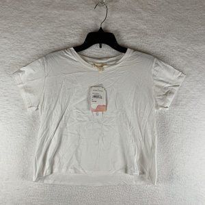 Walking On Sunshine Cropped T-Shirt Womens‎ Size XL White Crewneck Pullover 6375